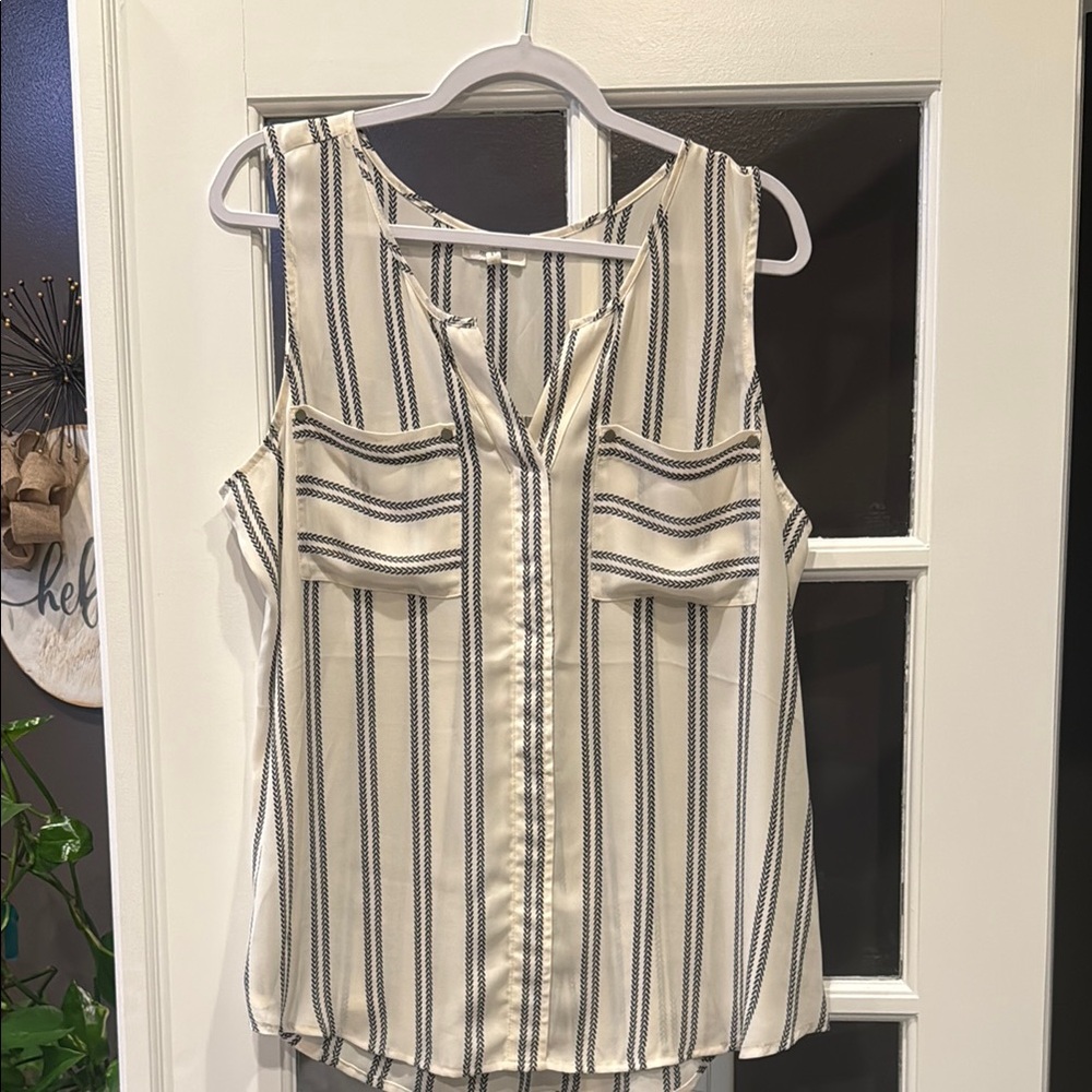 Maurices Cream and Black Button Down Blouse